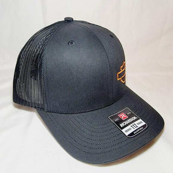 Bar and Shield Motorcycle Harley Curved Bill Snapback Direct Embroidered Cap - Picture 4 of 6